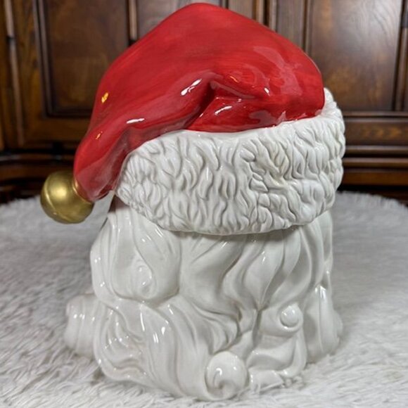 Vintage Coca-Cola Glazed Ceramic Santa Holding Coke Bottle Large Cookie Jar - Picture 6 of 13